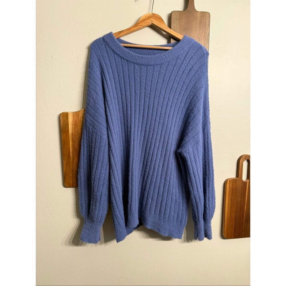 Aerie Blue Being Aeriereal Buttercream Ribbed Oversized Pullover Sweater Small